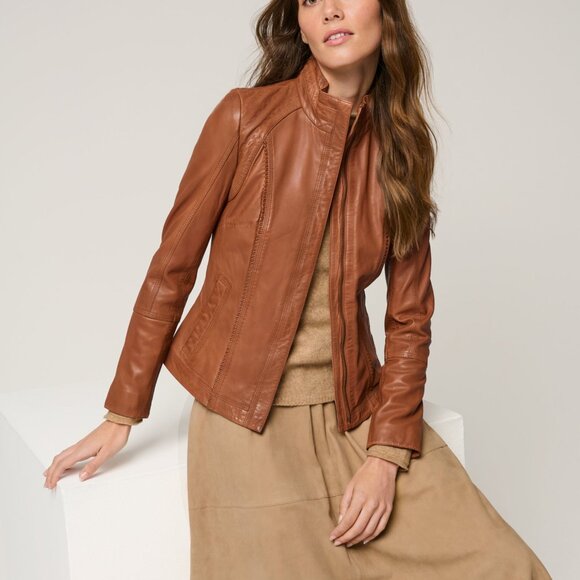 Overland Sheepskin Company Azura Leather Jacket - Cognac - Picture 4 of 5